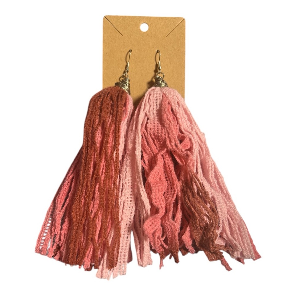 Mauve Colored Tassel Earrings